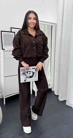 Женский стильный повседневный костюм двойка бомбер+брюки Шоколад, 50/52 Одесса