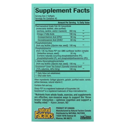 Витаминно-минеральный комплекс Natural Factors Поддержка работы мозга, 3 Brains, Higher Thoughts, 30 гелевых капсу (NFS-03050) Винница - изображение 2