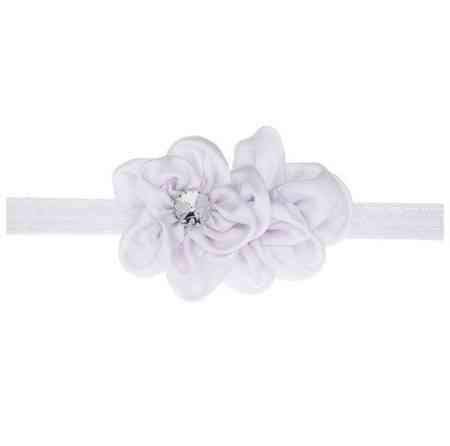 Ошатна пов'язка дитяча біла - квітка 10см, розмір універсальний (на резинці) Київ