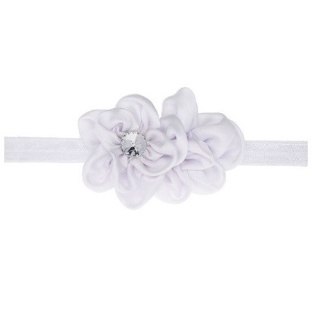Нарядная повязка детская белая - цветок 10см, размер универсальный (на резинке) Киев - изображение 3