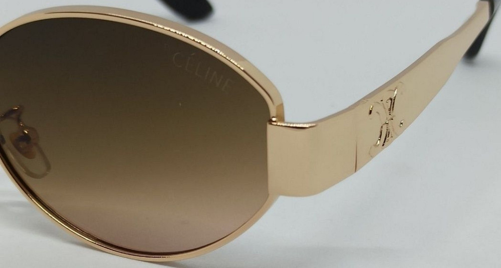 Брендовые женские очки овальные серо коричневый градиент в зол металле. Киев - изображение 6