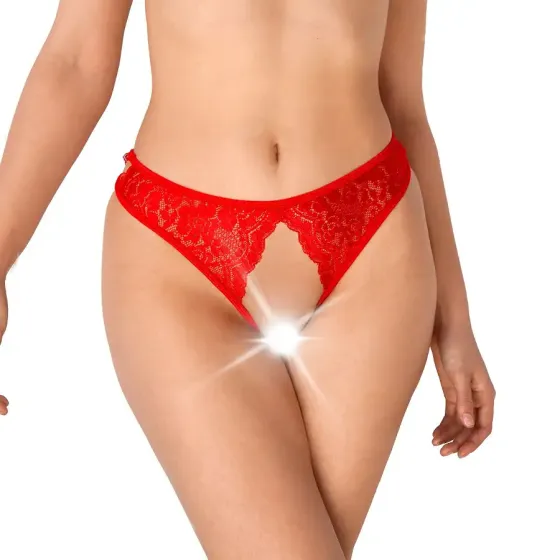 Мереживні трусики з відкритим доступом Art of Sex - Mia, розмір XS-M, Червоний Львів