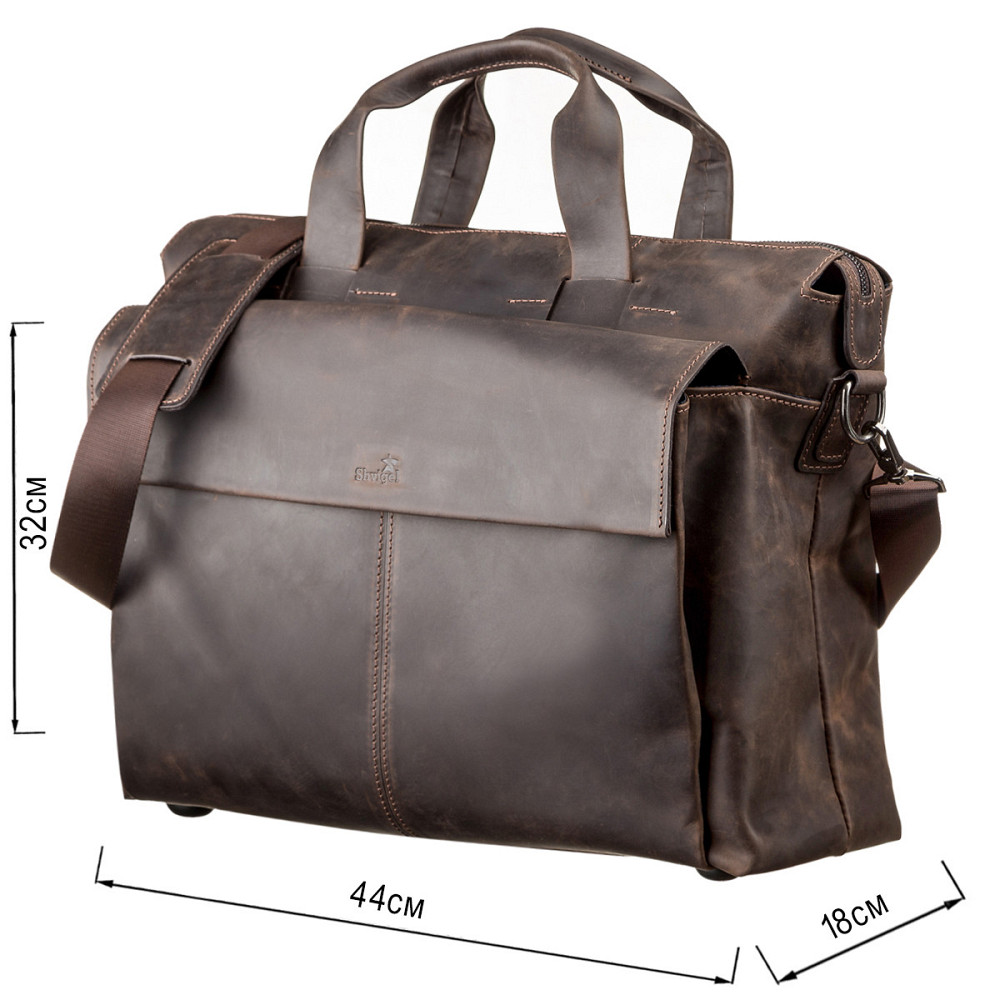 Велика чоловіча сумка SHVIGEL 11119 шкіряна Коричнева Київ - фото 3