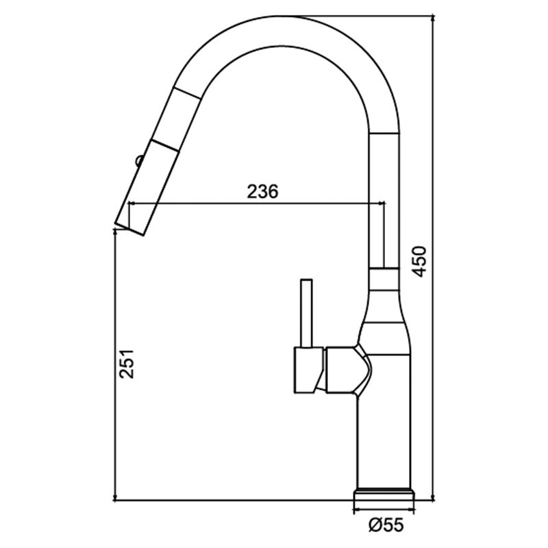 Кухонний змішувач KOER KI-70004-02 з висувним виливом із нержавіючої сталі (KR3385) Харків - фото 2