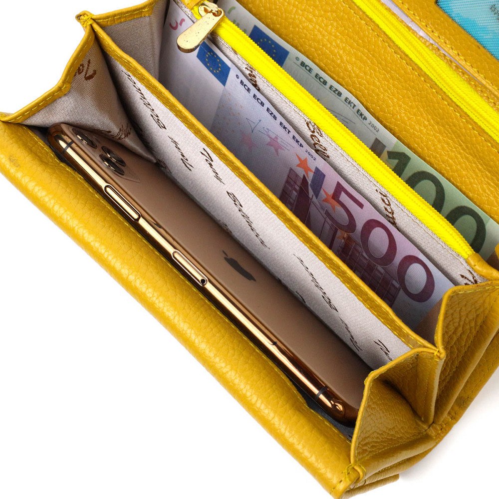 Красочный женский кошелек с большим количеством отделений из натуральной кожи Tony Bellucci 21960 Желтый Киев - изображение 5