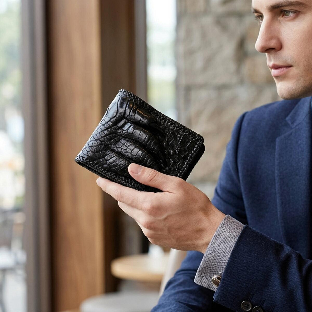 Портмоне CROCODILE LEATHER 18004 из натуральной кожи крокодила Черное Киев - изображение 12