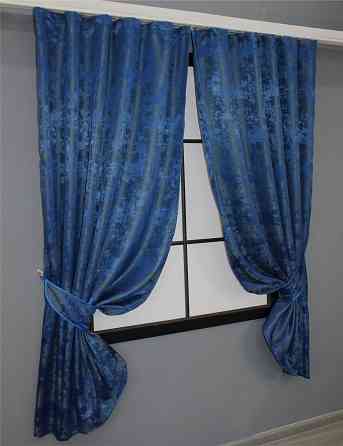 Комплект коротких штор VR-Textil Жакард Sultan XO № 1149ш Синій 130х170 см 2 шт (35-0114) Київ