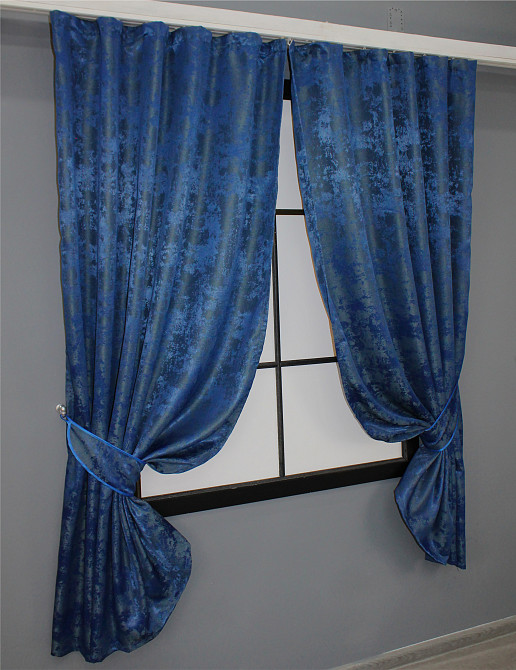 Комплект коротких штор VR-Textil Жакард Sultan XO № 1149ш Синій 130х170 см 2 шт (35-0114) Київ - фото 2