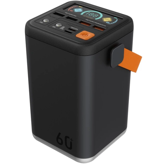 Повербанк O2 Project P YT-2430 45W 60000 mAh с быстрой зарядкой, фонариком и цветным дисплеем (Черный) Киев