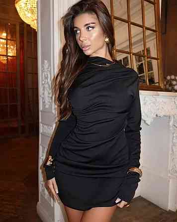 Жіноча стильна мінісукня з драпіруванням мікродайвінг Чорна, 42/44 Одеса