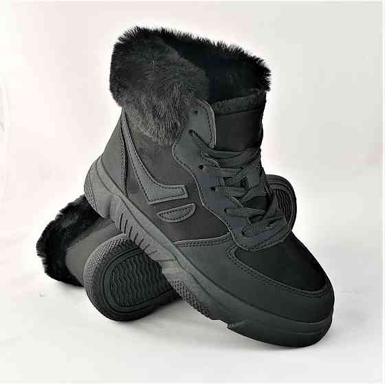 .Зимні Черевики Напівчоботи Жіночі Чорні з Мехом (розміри: 38) ВідеоОбзор — 910 Дніпро