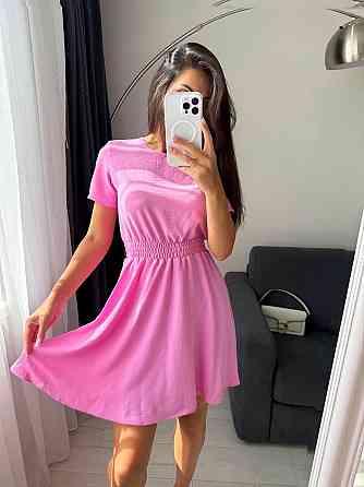 Жіноче легке приталене базове плаття креп жатка Рожевий, 50/52 Одеса
