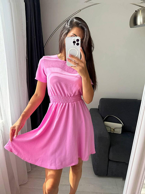 Жіноче легке приталене базове плаття креп жатка Рожевий, 50/52 Одеса - фото 5