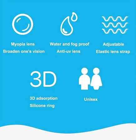 Окуляри для плавання з противозапотіваючими лінзами та UV-захистом, силіконові, водонепроникні, з регульованим ремінцем Николаев