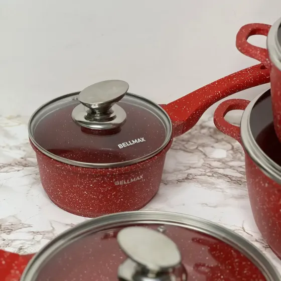 Набор посуды с гранитным антипригарным покрытием BellMax BM-305 из 10 предметов красный Коломия