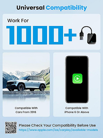 Беспроводной адаптер CarPlay Android Auto Oasplus для iPhone iOS10+ и Android 10+, USB-A Type-C 5.8Г Киев - изображение 7