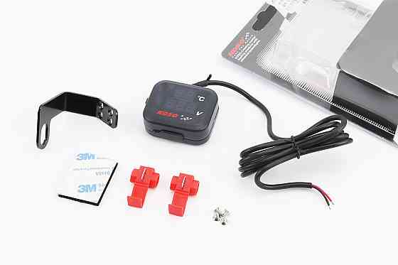 ВОЛЬТМЕТР з дисплеєм, червоний циферблат + датчик температури повітря + кріплення (універсальний, компактний) Київ