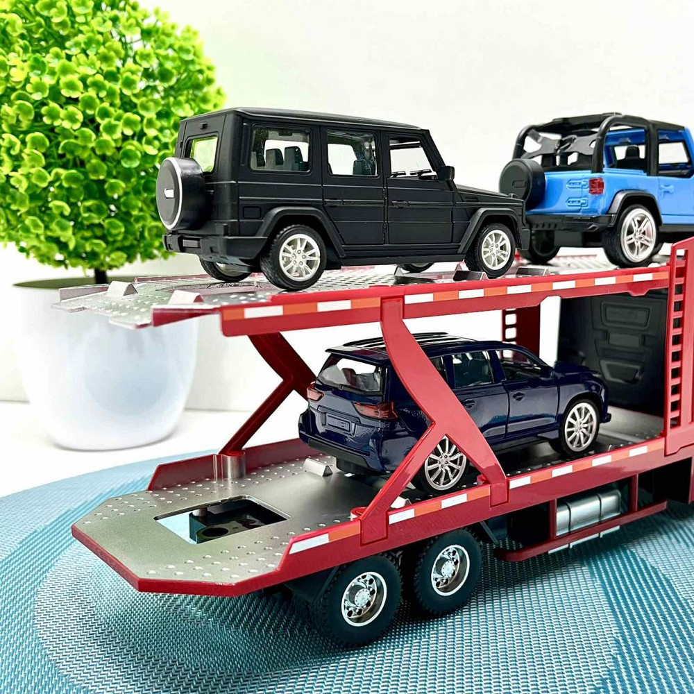 Автовоз Mercedes Actros з машинками світлові та звукові ефекти масштаб 1:24 Червоний (53522-46) Чернігів - фото 6