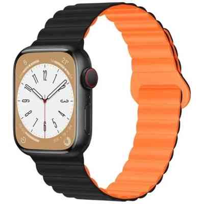 Ремінець до смарт-годинника Drobak Silicone Magnetic Link для Apple Watch All Series Ultra 2 49/45/44/42mm Black Orange (898930) Вінниця