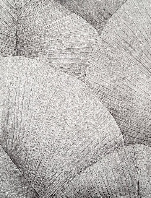 Шпалери вінілові на флізеліні Marburg Kumano 1.06х10 листя темно-сірий 3д лофт 34558 Київ - фото 1