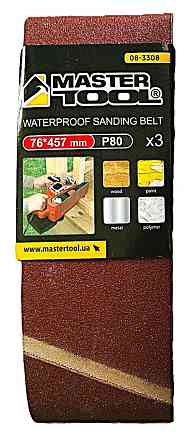MASTERTOOL Стрічка шліфувальна MASTERTOOL зерно 80 76×457 мм 3 шт 08-3308 Коломыя