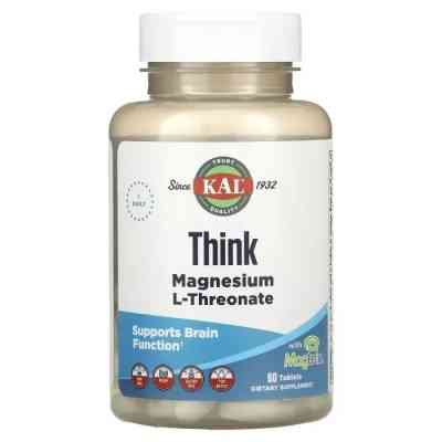 Минералы KAL Магний L-Треонат, Think Magnesium L-Threonate, 60 таблеток (CAL-27193) Винница