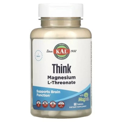 Минералы KAL Магний L-Треонат, Think Magnesium L-Threonate, 60 таблеток (CAL-27193) Винница - изображение 1