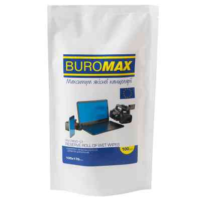 Салфетки Buromax Wet wipes for DISPLAYS and OPTICS 100pcs, plastic pouch (BM.0800-01) Винница