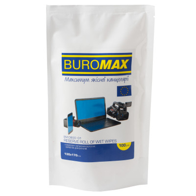 Салфетки Buromax Wet wipes for DISPLAYS and OPTICS 100pcs, plastic pouch (BM.0800-01) Винница - изображение 1