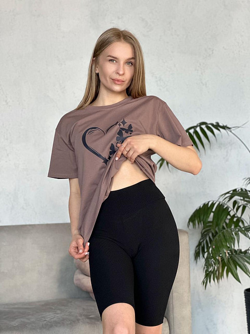 Жіночий комплект з футболкою та велосипедками рубчик Dynamic Київ - фото 3