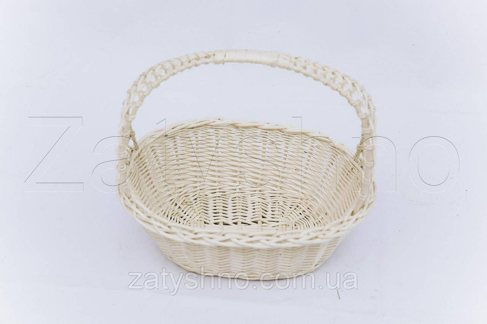 Кошик білий із лози середній | плетений кошик із лози | кошики з лози Київ - фото 7