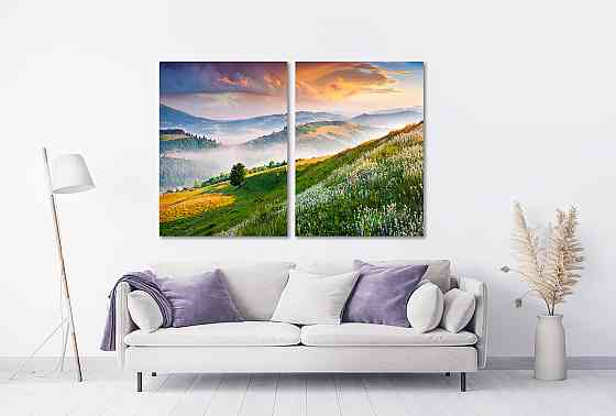Модульна картина у вітальню/ спальню Горі в тумані TLV-2_119 120х170 см Київ