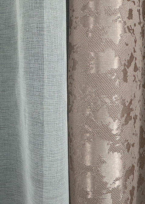 Комплект штор VR-Textil Лен Мрамор 100х270 2шт и Тюль 400х270 1715ш-1276т Светло-пудровый с белым 71-011/2 Киев - изображение 7