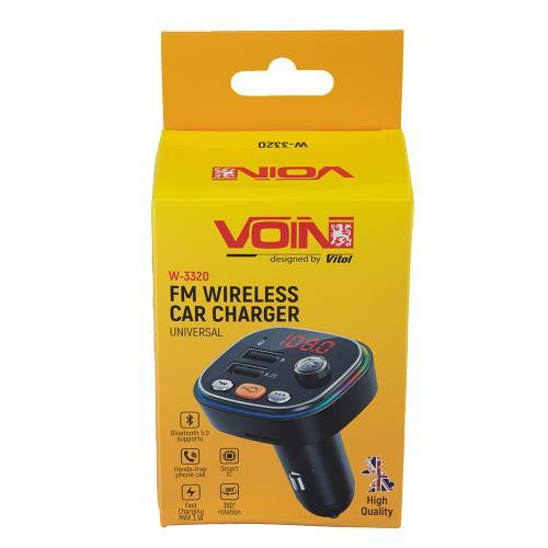FM модулятор VOIN W-3320 з Bluetooth 5.0, 2 USB 3,1A, Hands-free та підсвіткою, 12-24V Харків - фото 4