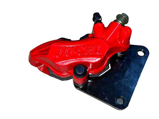 Суппорт тормозной (дисковый) скутер китай 4 т 50/150 (передний двухпоршневой, тюнинг) (красный) Мукачево