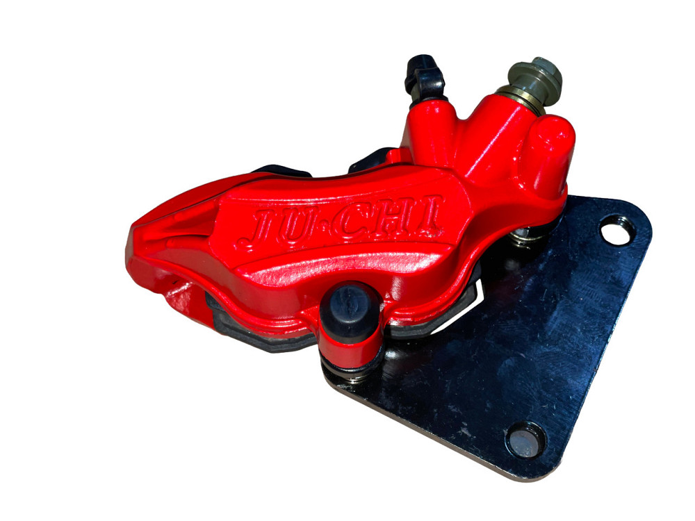 Суппорт тормозной (дисковый) скутер китай 4 т 50/150 (передний двухпоршневой, тюнинг) (красный) Мукачево - изображение 1