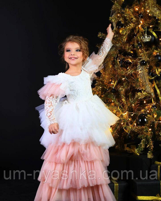 Длинное нарядное пудровое платье с ажурными рукавами на 5-7 лет Кривой Рог - изображение 7