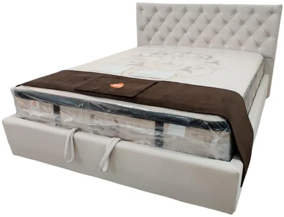 Ліжко BNB Двоспальне Arizona Comfort 160 x 200 см Стрази З підйомним механізмом та нішою для білизни Бежевий Київ