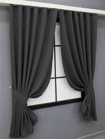 Комплект штор коротких VR-Textil Блэкаут Midnight № 1399ш 140х170 см 2 шт Графитовый (35-0159) Киев