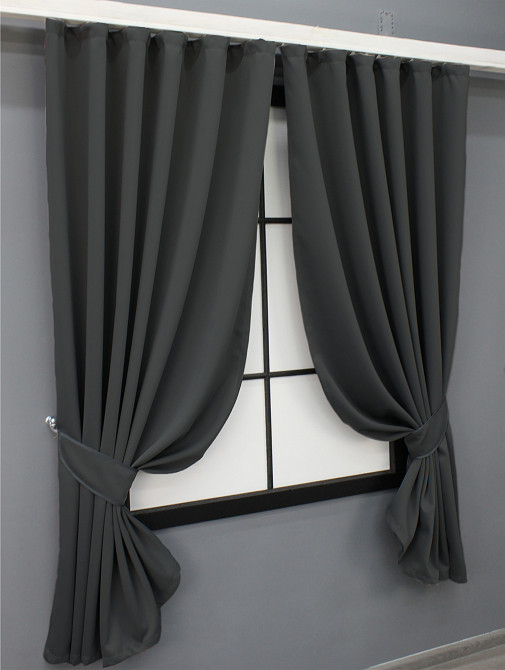 Комплект штор коротких VR-Textil Блэкаут Midnight № 1399ш 140х170 см 2 шт Графитовый (35-0159) Киев - изображение 2