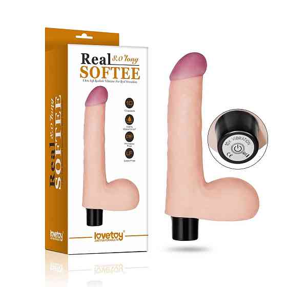 Реалістичний вібратор - Real Softee Vibrator With Balls 8" Sex Aura Київ