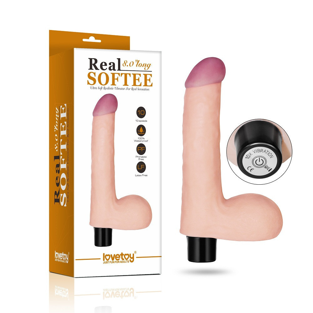 Реалістичний вібратор - Real Softee Vibrator With Balls 8" Sex Aura Київ - фото 1