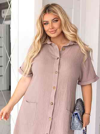 Літня муслінова сукня-сорочка "Erika" | Батал Капучіно, 50-52 Київ