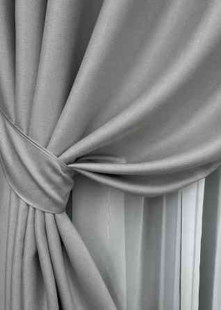 Комплект штор на люверсах VR-Textil Шеніл однотонний № 1689ш Світло-сірий 150х250 см 2 шт (37-0244) Київ