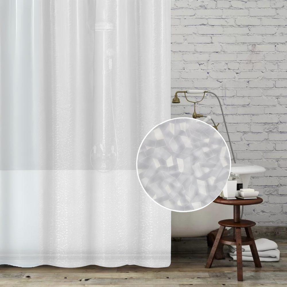 Шторка для ванной и душа водоотталкивающая, штора для душевой и ванной комнаты 180x180 см с 2D эфектом белая Каменец-Подольский - изображение 1