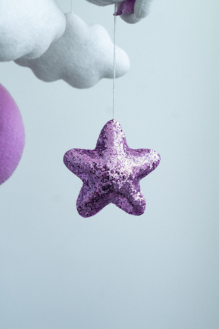 Дитячий мобіль на ліжечко для немовлят ручної роботи WooolyWool «Лавандовий» Київ - фото 3