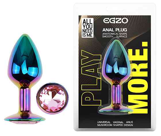 Анальна пробка з кристалом EGZO - Multicolor Round Plug Pink size S Sex Aura Київ