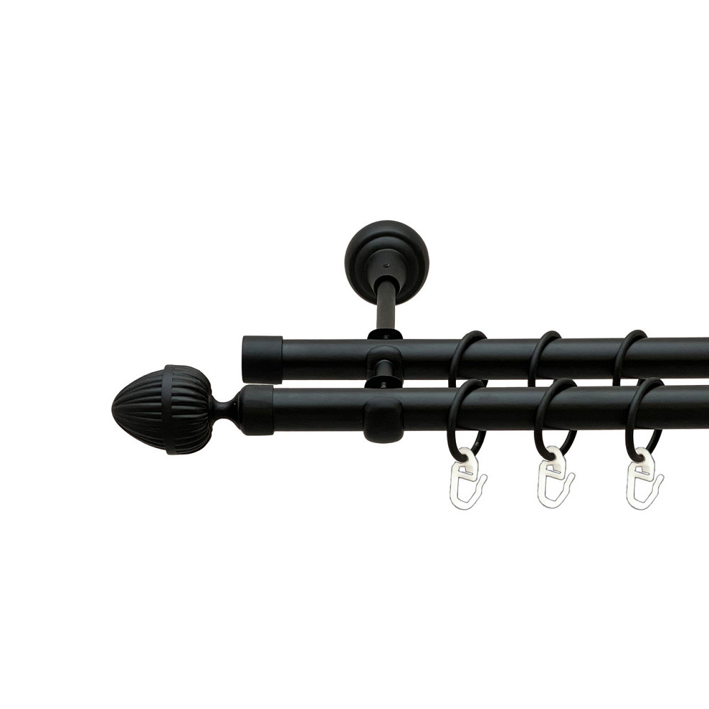 Карниз Orvit Одеон металевий дворядний відкритий Чорний Оксамит 19\19 мм 200 см (00-00007012) Львів - фото 1