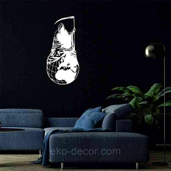 Декоративное настенное Панно «Смерть с косой», Декор на стену 90*43 см, Белый Киев