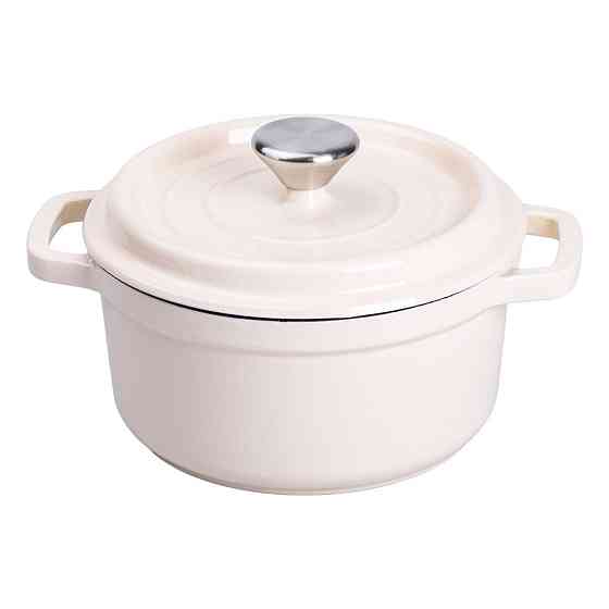 Каструля чавунна емальована 2 л з кришкою Ø20 см Бежева HP-1-2BE Коломия